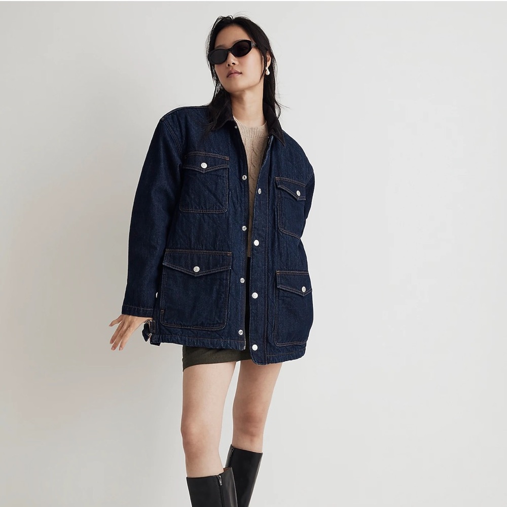 NWT Madewell quilted denim oversized jacket